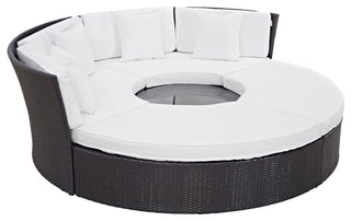 Espresso White Convene Circular Outdoor Patio Daybed Set