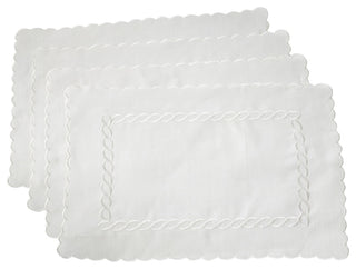 Abigail Collection Embroidered Braid Pattern 14"x20" Placemats, Set of 4