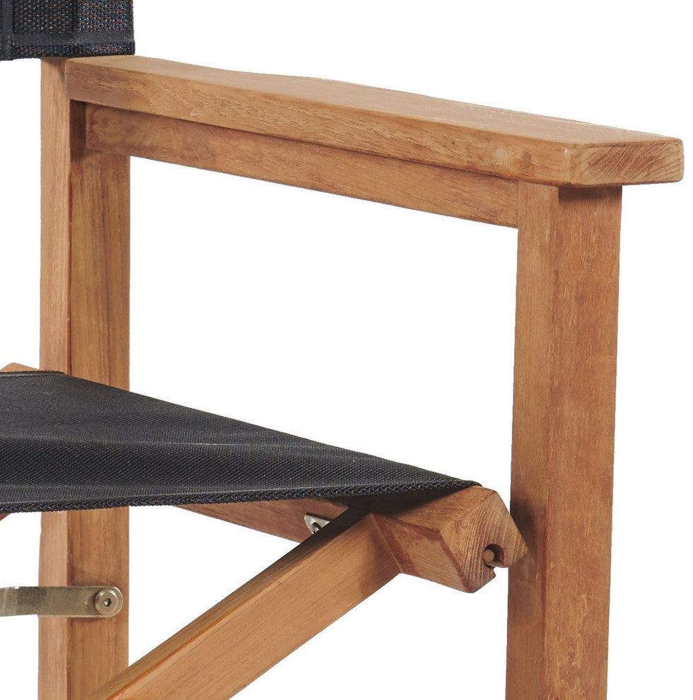 Director Teak Folding Outdoor Folding Armchair in Black