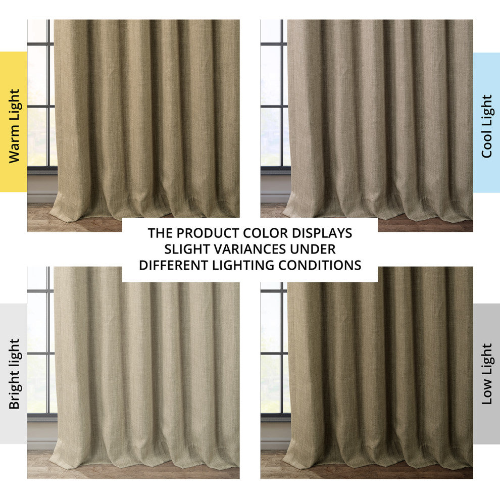 Faux Linen Darkening Curtain Single Panel, Nomad Tan, 50"x108"