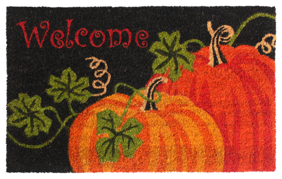 RugSmith Orange Machine Tufted Welcome Pumpkin Doormat, 18" x 30"