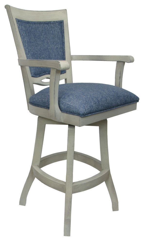 Swivel Wood Counter 26" 30" Extra Tall 34" Bar Stool 400, Kokomo Azure and Antique White, 26"