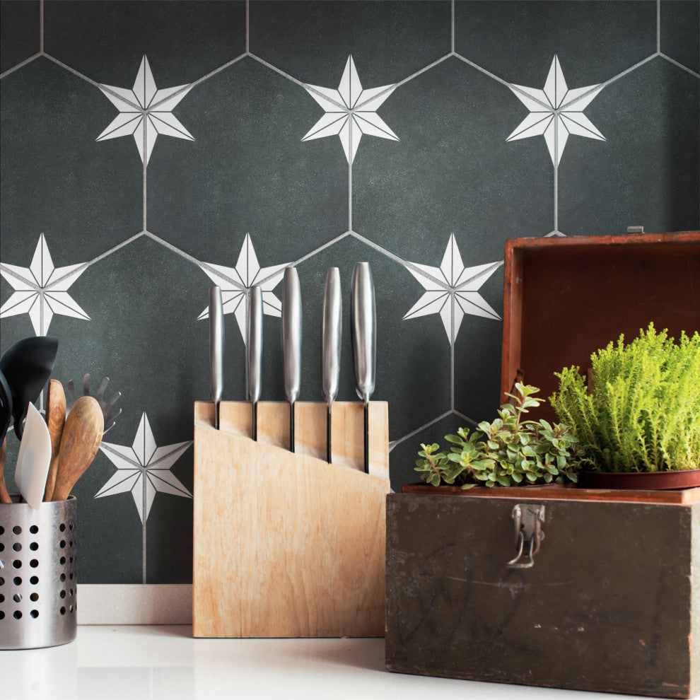 Stella Hex Night Porcelain Floor and Wall Tile