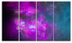 Purple Blue Starry Fractal Sky, Abstract Canvas Art Print, 48"x28", 4 Panels