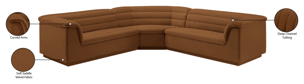 Cascade Upholstered Modular Sofa, Saddle, Velvet, Corner Sectional