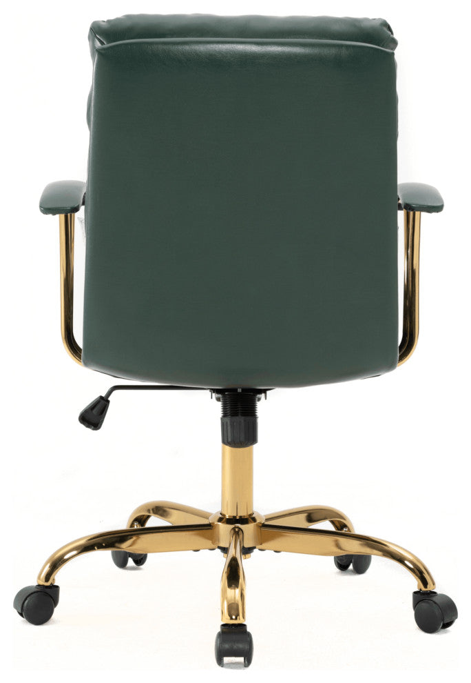 LeisureMod Regina Modern Leather Adjustable Conference Chair, Pine Green