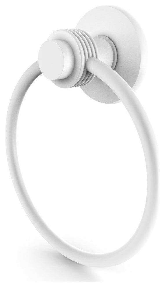 Mercury Towel Ring with Groovy Accent, Matte White