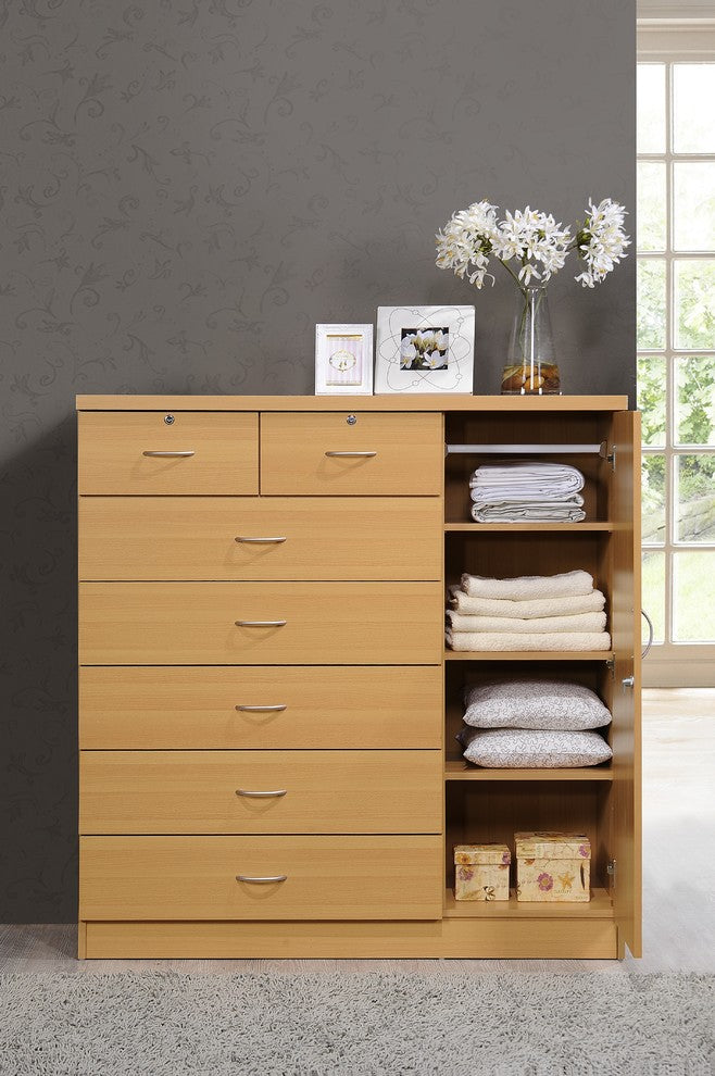 7 Drawer Jumbo Chest, With Additional Door, Beech