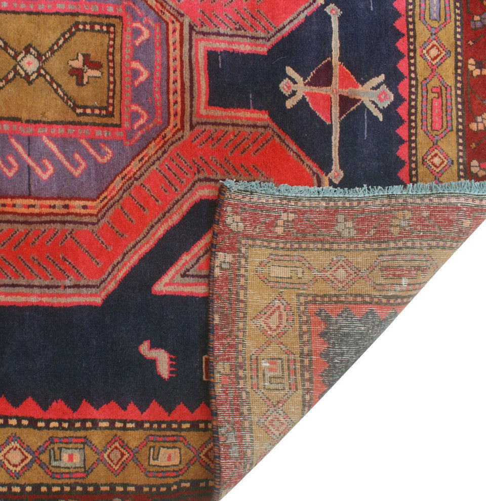 Fine Vintage Distressed Codie Navy/Rust Runner, 4'4x10'3