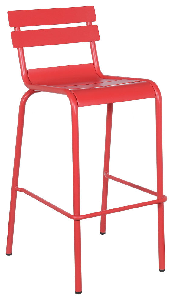 Dana Stackable Outdoor Patio Barstool, Frosted Red, Set of 4
