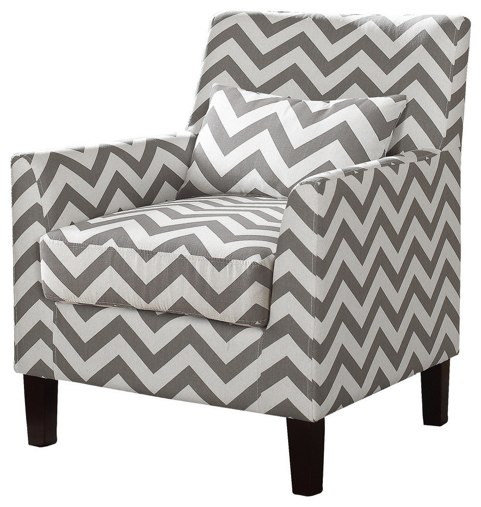 Cassidy Upholstered Living Room Gray and White Fabric Accent Arm Chair