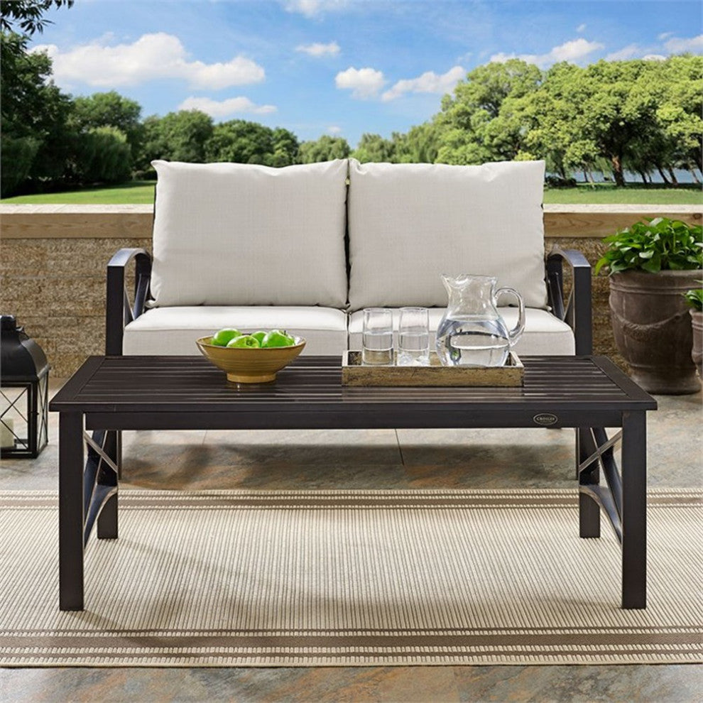 Crosley Furniture Kaplan Metal Patio Coffee Table in Oil Rubbed Bronze
