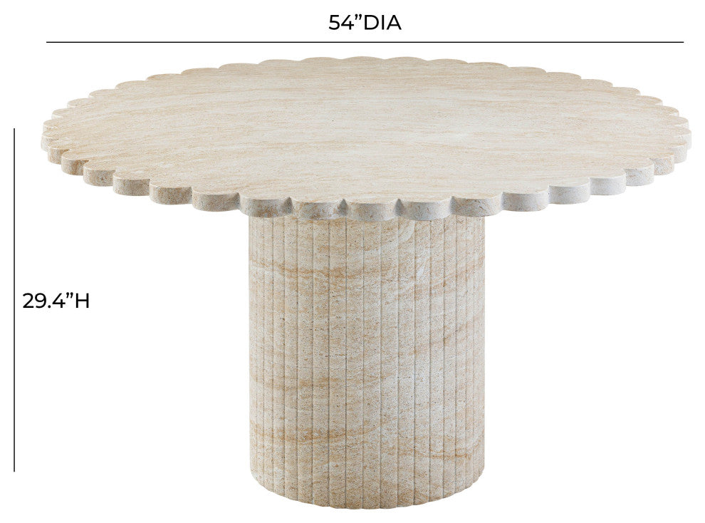Blossom Washed Travertine Finish Indoor / Outdoor 54" Round Dining Table