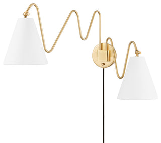 Onda 2-Light Portable Wall Sconce Aged Brass