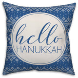 Hello Hanukkah Sweater Pattern 18"x18" Throw Pillow