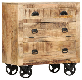 vidaXL Side Cabinet Chest of Drawers Sideboard with Wheels Solid Mango Wood