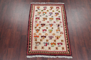 Consigned, Novelty Persian Hand-Knotted Gabbeh Oriental Area Rug, Beige, 3'x5'