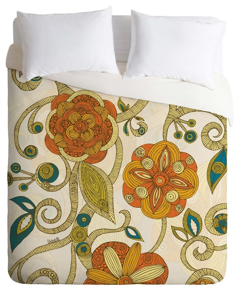 Deny Designs Valentina Ramos Orange Flowers Duvet Cover - Lightweight