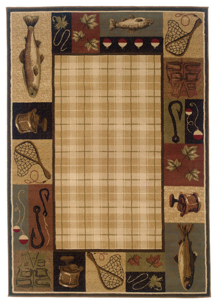 Harrison Lodge Beige and Black Rug, 10'x13'