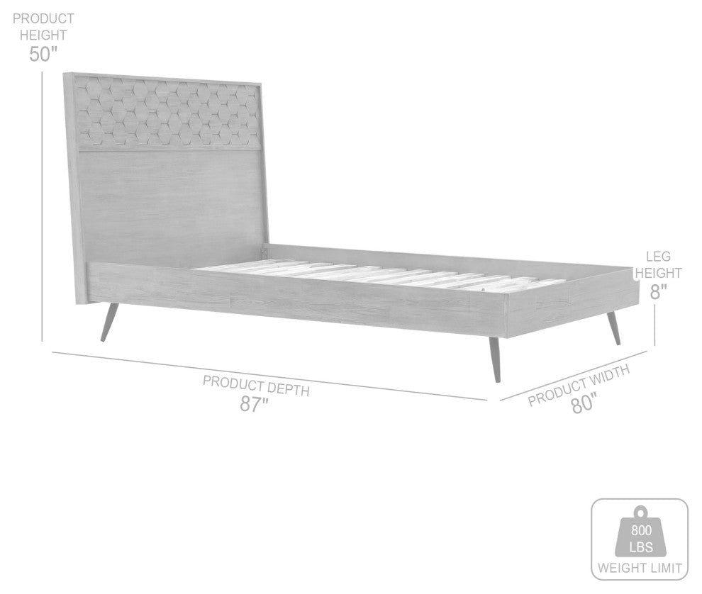 Makena King Platform Frame Bed, Gray Acacia Wood