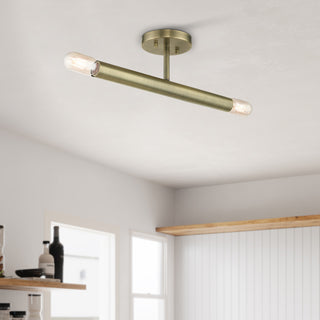 Copenhagen 2-Light Antique Brass Semi-Flush