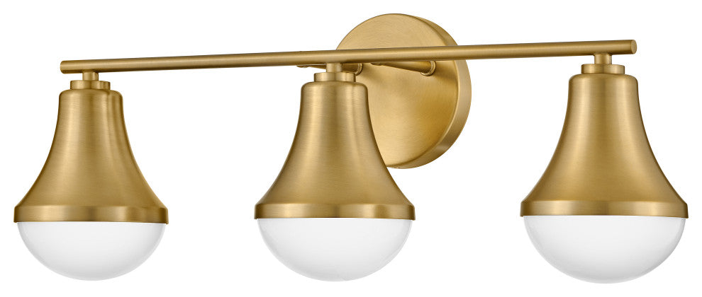 Lark Haddie 24" Modern Three-Light Bath Vanity, Lacquered Brass
