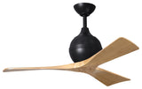 Irene-3 Paddle Fan, Matte Black, 42", Light Maple Blades