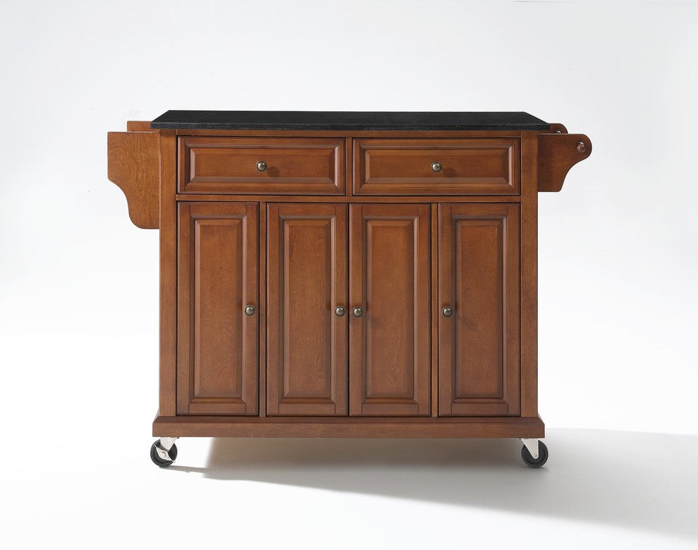Crosley Furniture Wood/Solid Granite Kitchen Cart in Cherry/Black