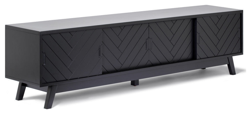 Herringbone TV Stand Low, Black