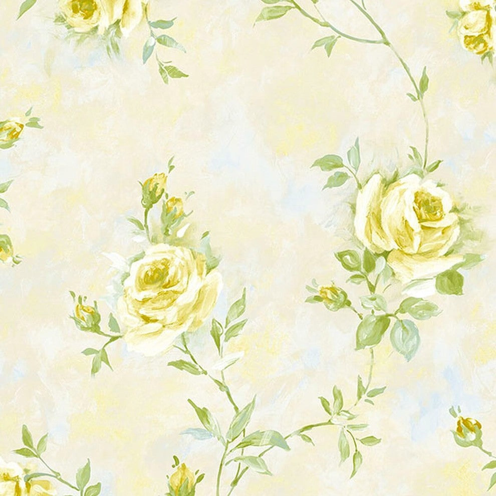Rose Gardens 2, Romantic Floral Flower Cream Wallpaper Roll