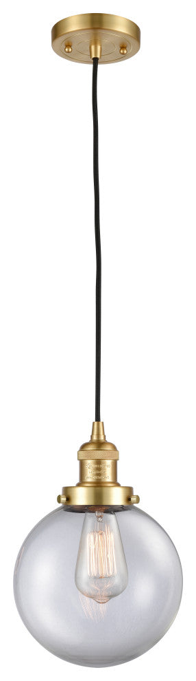 Beacon Mini Pendant, Satin Gold, Clear