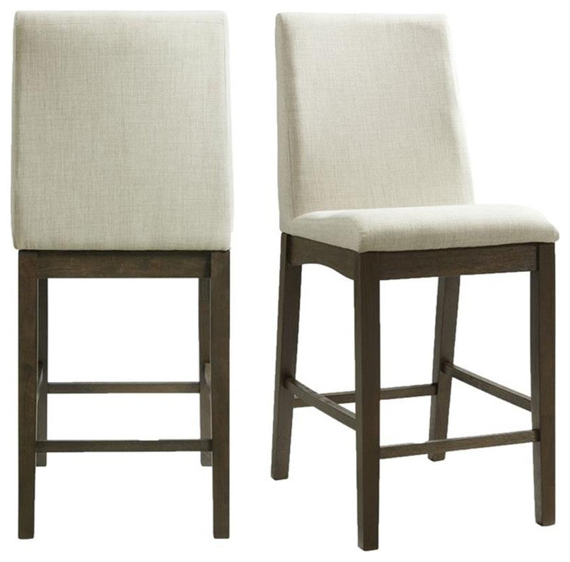 Maklaine Transitional Wood Counter Height Side Chair Set in Walnut