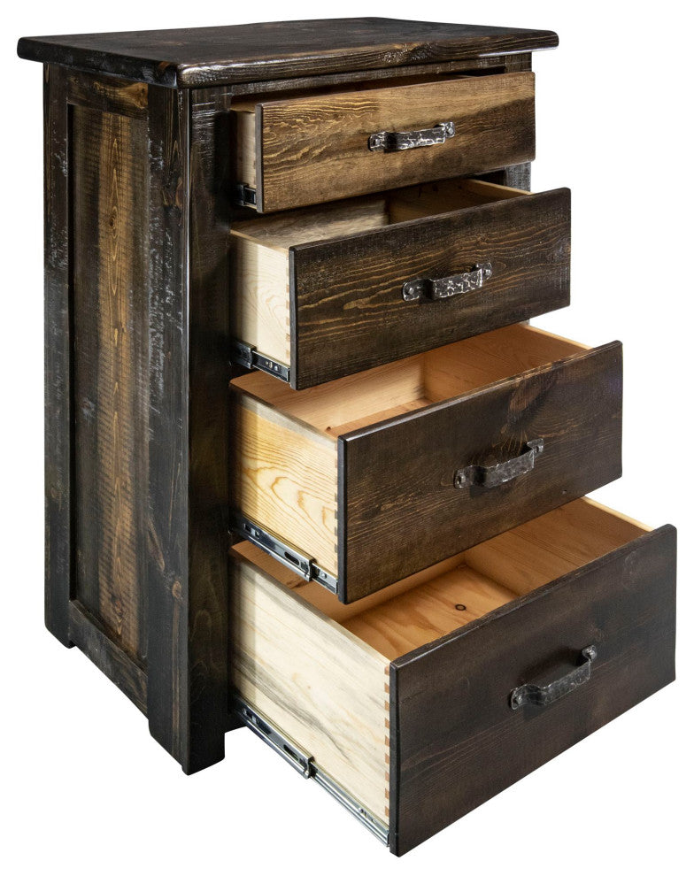 Big Sky Collection Rugged Sawn 4 Drawer Chest of Drawers, Jacobean Stain