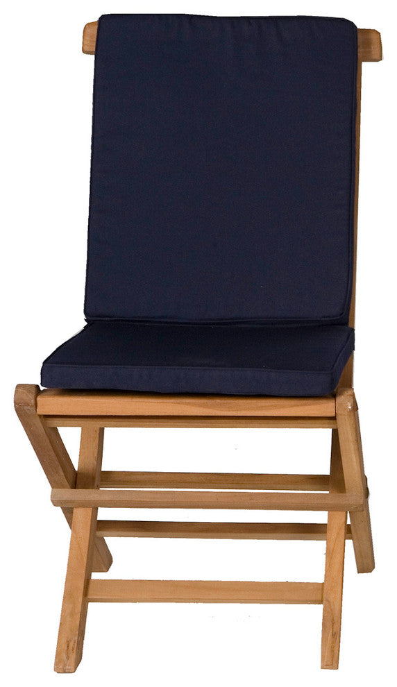 7-Piece Oval Folding Chair Set and Cushion, Blue