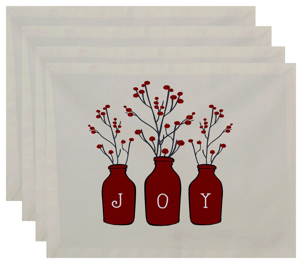Decorative Holiday Placemat, Set of 4 Floral, Red