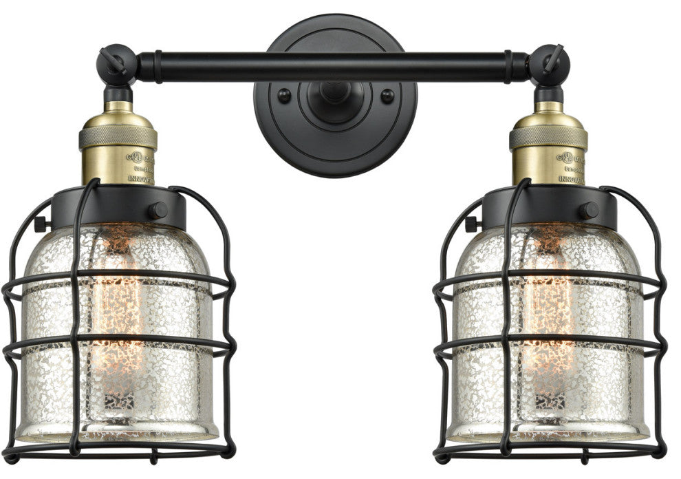 Innovations 208-BAB-G58-CE-LED Cage 2 Light Vanity Light, Black Antique Brass