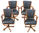 Set of 4 Office Chair, Hardwood Frame With Black Faux Leather Seat & Padded Back