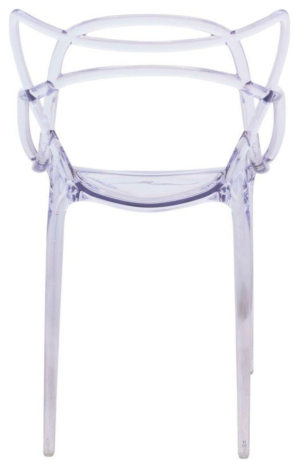 LeisureMod Milan Modern Wire Design Chair, Clear, Set of 4