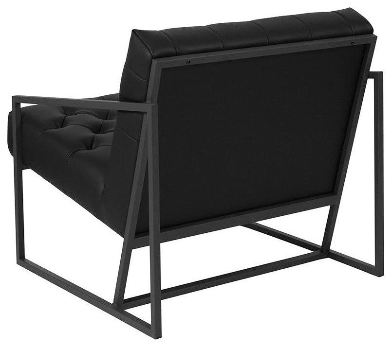 Hercules Madison Series Black Leather Tufted Lounge Chair
