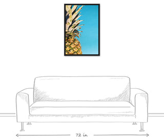 Large Pineapple Blue 20x30 Black Floating Framed Canvas