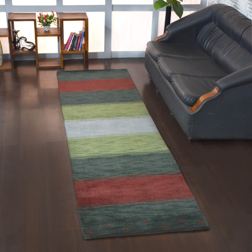 HAND KNOTTED LOOM WOOL ECO - FRIENDLY AREA RUGS - Multicolor,Contemporary