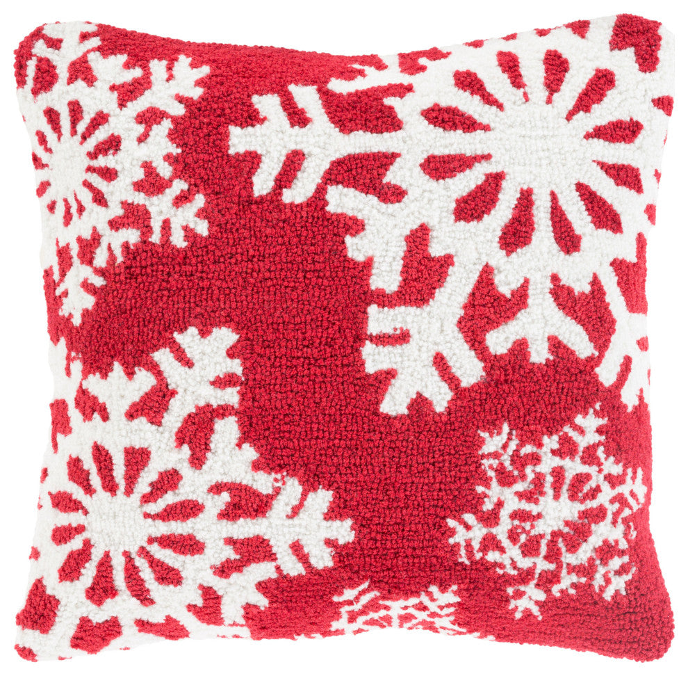 Surya Winter WIT-013 18"x18" Pillow Kit, Ivory/Bright Red