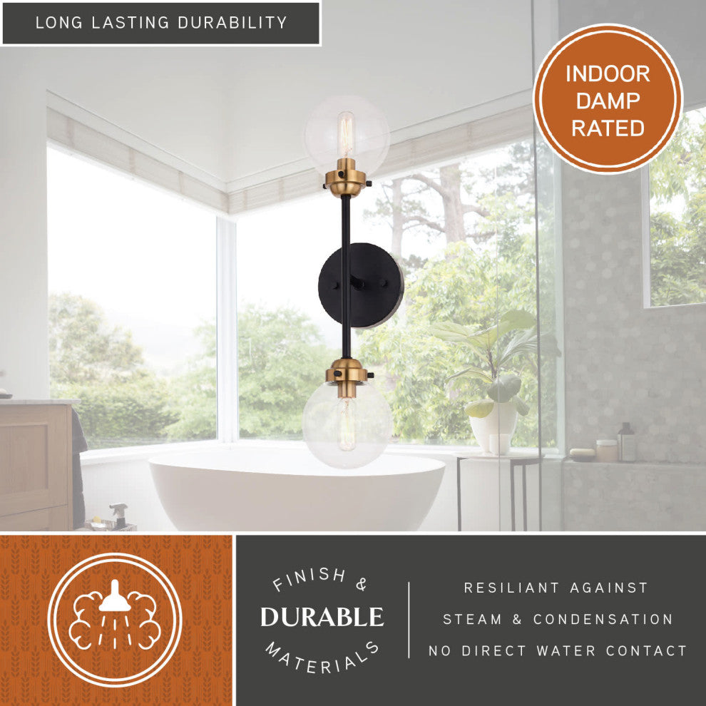 Orbit 2 Light Wall Light Oil Rubbed Bronze and Muted Brass