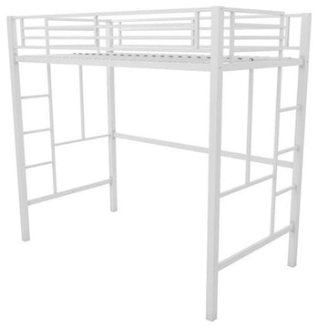 Pemberly Row Modern / Contemporary Twin Metal Loft Bed in Off White