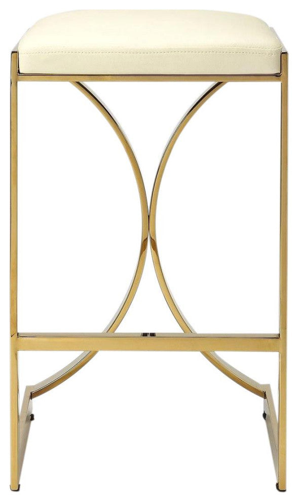 Modern Gold Natalya Counter Stool, Faux Leather Seat