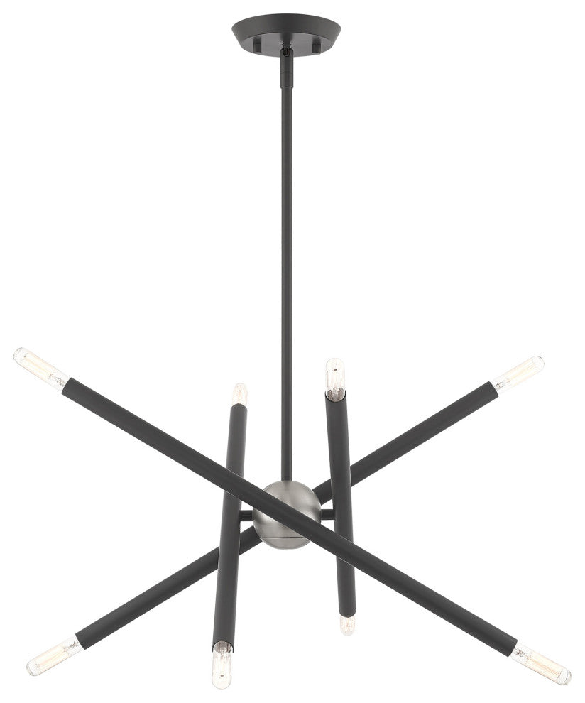 Livex Lighting Soho 8 Light Scandinavian Gray, Brushed Nickel Accents Chandelier