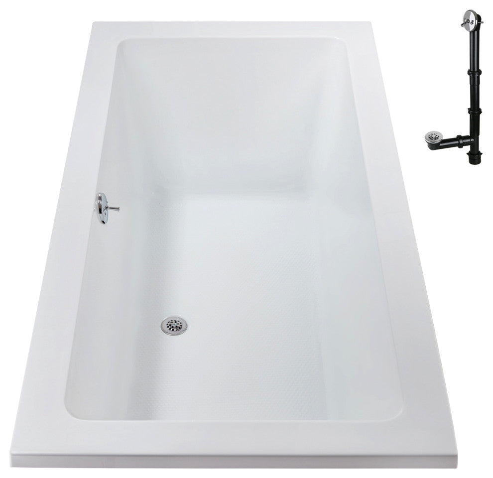 Streamline 60 in. x 32 in. Acrylic Drop-In Bathtub, Polished Chrome