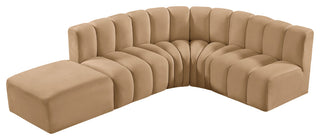 Arc Velvet Upholstered 5-Pc. L-Shaped Modular Sectional, Camel