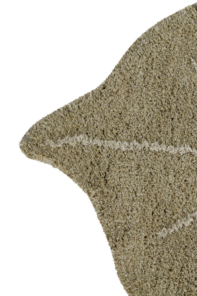 Monstera Olive Machine Washable Kids Area Rug, 4'x5'11"