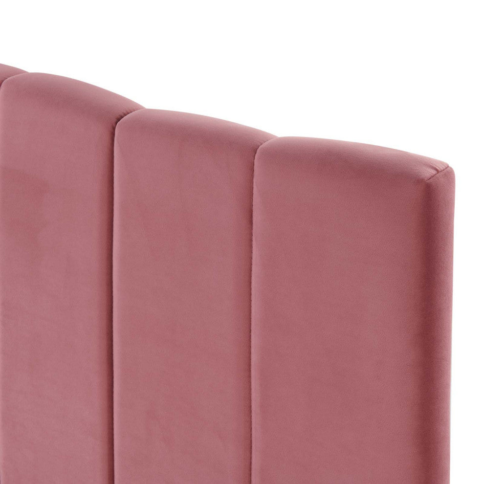 Tufted Headboard, Full Queen Size, Velvet, Pink, Modern Contemporary, Bedroom